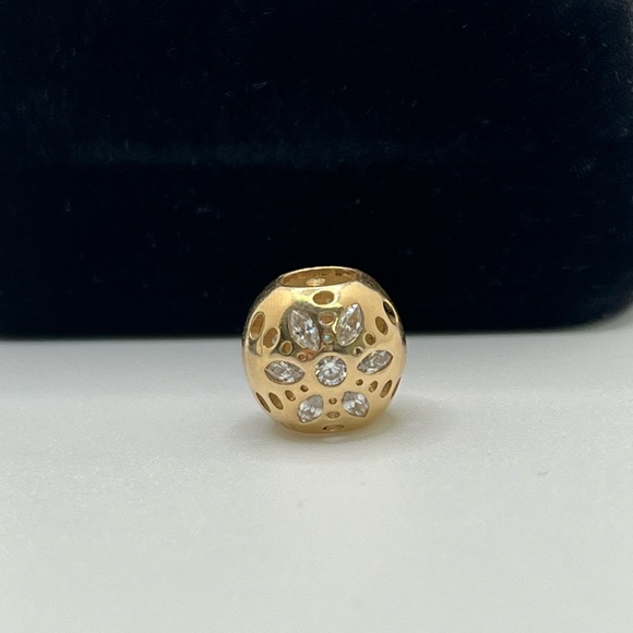 PANDORA 14K Yellow Gold CZ Sparkling Bloom Charm